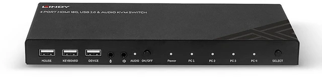 Alt view image 3 of 5 - Lindy KVM Switch HDMI 18G, USB 2.0 & Audio, 4 Port