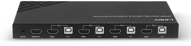 Alt view image 4 of 5 - Lindy KVM Switch HDMI 18G, USB 2.0 & Audio, 4 Port