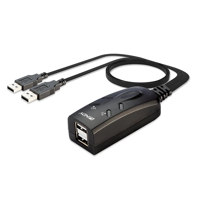 Alt view image 6 of 6 - Lindy KM keyboard & Mouse Switch USB for 2 PCs 32165
