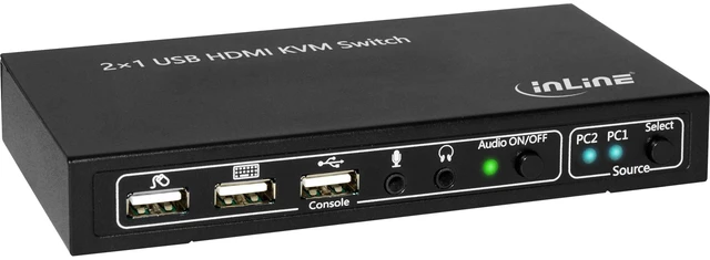 Main image of InLine The 2x1 HDMI KVM Switch, 2x1, HDMI 4K2K, USB 2.0 Hub, with Audio