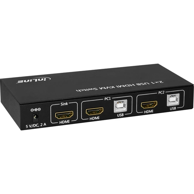 Alt view image 2 of 5 - InLine The 2x1 HDMI KVM Switch, 2x1, HDMI 4K2K, USB 2.0 Hub, with Audio