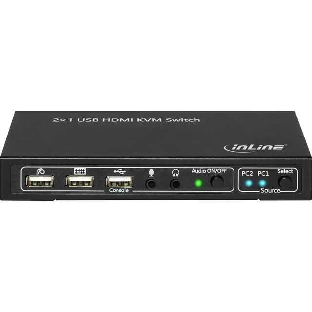 Alt view image 3 of 5 - InLine The 2x1 HDMI KVM Switch, 2x1, HDMI 4K2K, USB 2.0 Hub, with Audio
