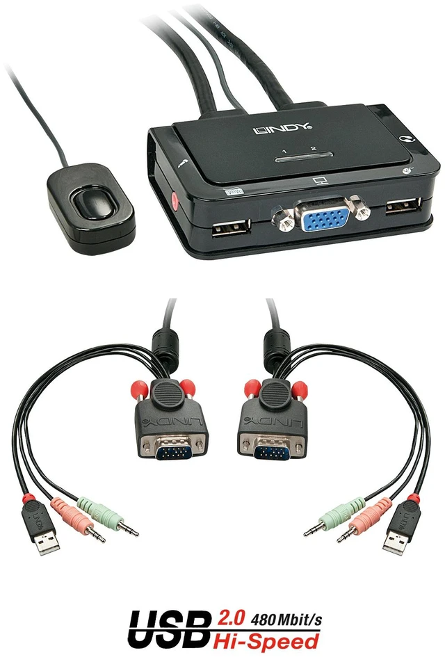 Main image of Lindy 2 Port VGA, USB 2.0 & Audio Cable KVM Switch