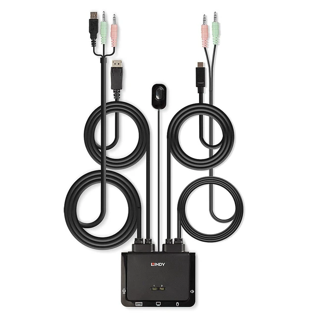 Alt view image 2 of 2 - Lindy 2 Port DisplayPort 1.2, USB Type C, USB 2.0 and Audio Cable KVM Switch