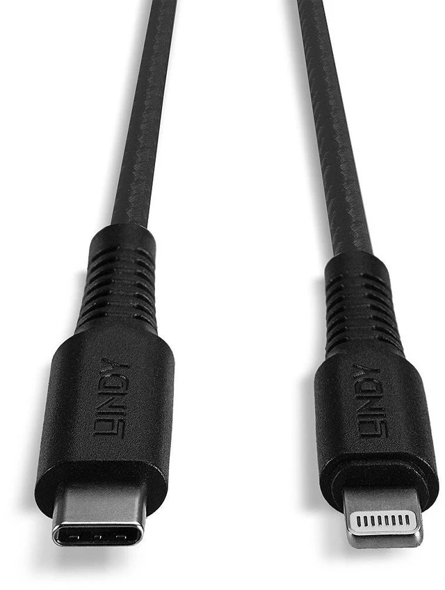 Alt view image 5 of 5 - Lindy 0.5m Reinforced USB Type C to Lightning Charge and Sync Cable
