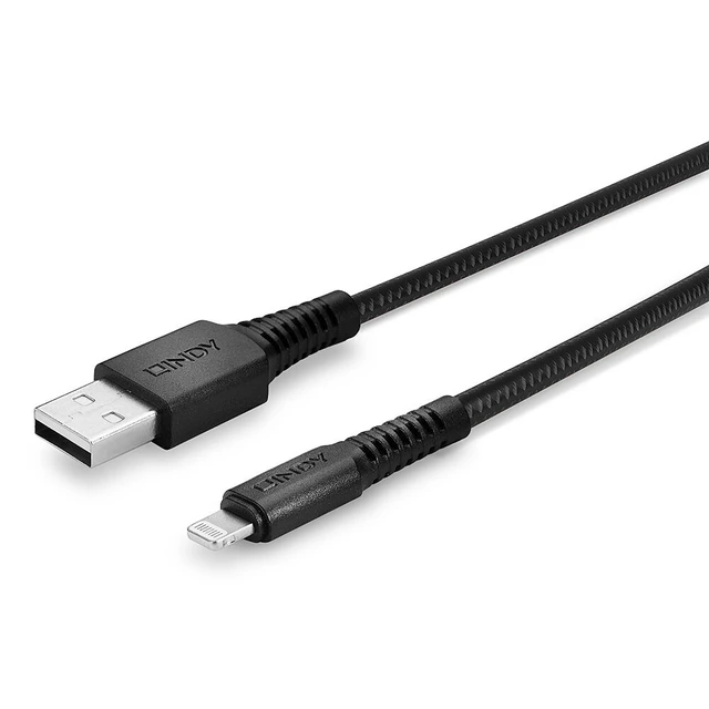 Alt view image 5 of 5 - Lindy 3m Reinforced USB Type A to Lightning Charge and Sync Cable
