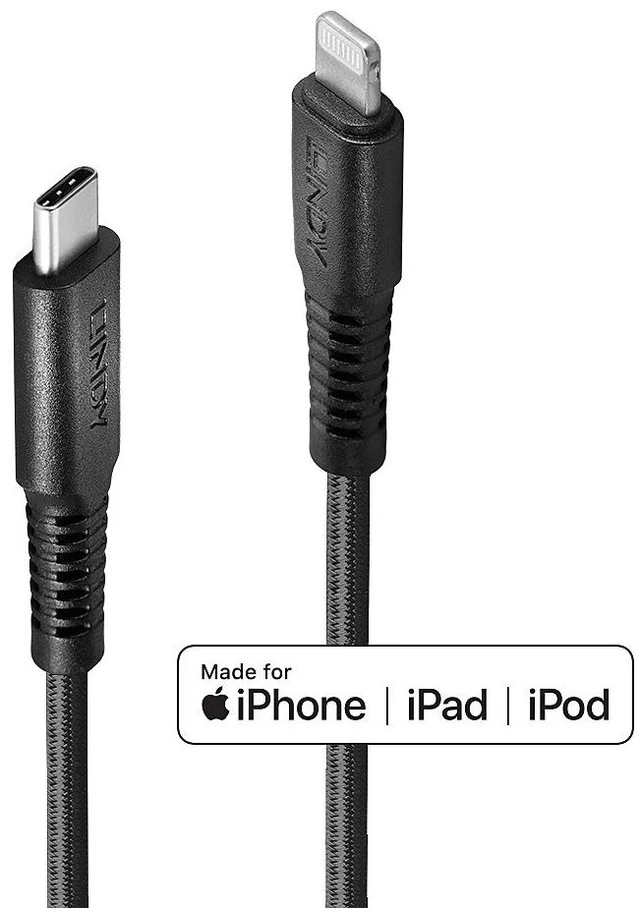 Main image of Lindy 3m Reinforced USB Type C to Lightning Cable