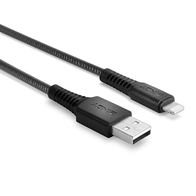 Alt view image 3 of 5 - Lindy 0.5m Reinforced USB Type A to Lightning Charge and Sync Cable
