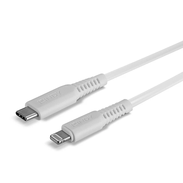 Alt view image 5 of 5 - Lindy 0.5m USB Type C to Lightning Cable, White