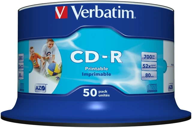 Main image of Verbatim CD-R AZO Wide Inkjet Printable no ID 700 MB 50 pc(s)