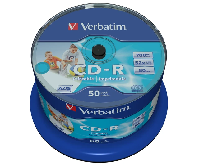 Alt view image 2 of 4 - Verbatim CD-R AZO Wide Inkjet Printable no ID 700 MB 50 pc(s)