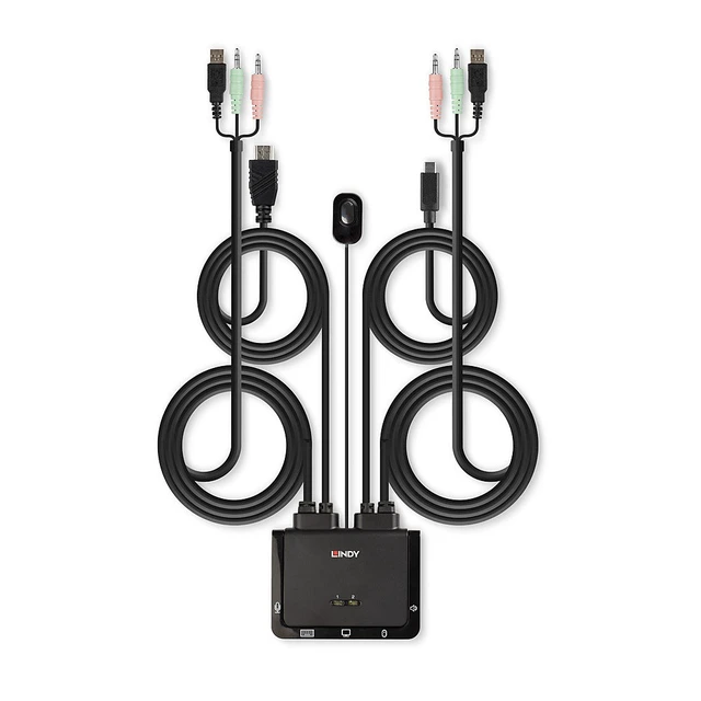 Alt view image 2 of 2 - Lindy 2 Port HDMI 18G, USB Type C, USB 2.0 and Audio Cable KVM Switch