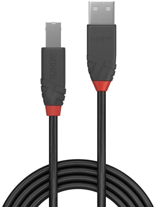 Alt view image 9 of 9 - Lindy 5m USB 2.0 Type A to B Cable, Anthra Line 36675