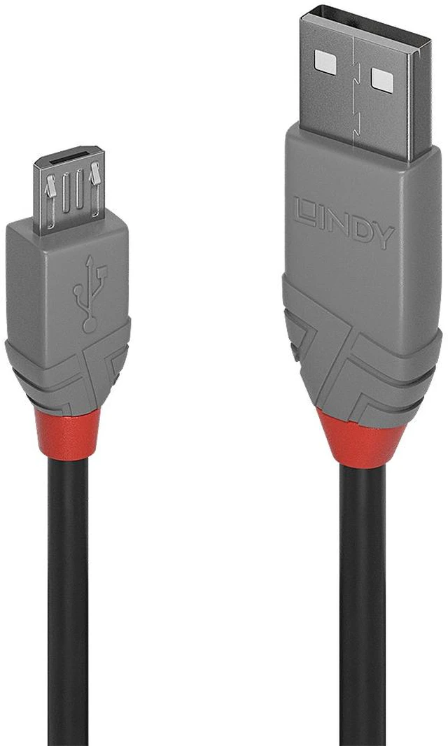 Alt view image 3 of 4 - Lindy 2m USB 2.0 Type A to Micro-B Cable, Anthra Line 36733