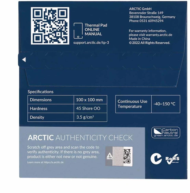 Alt view image 5 of 5 - ARCTIC TP-3 Premium Performance Thermal Pad 100 x 100 mm, 0.5 mm