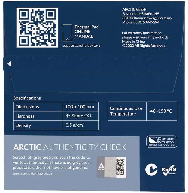Alt view image 5 of 5 - ARCTIC TP-3 Premium Performance Thermal Pad 100 x 100 mm, 1.5 mm