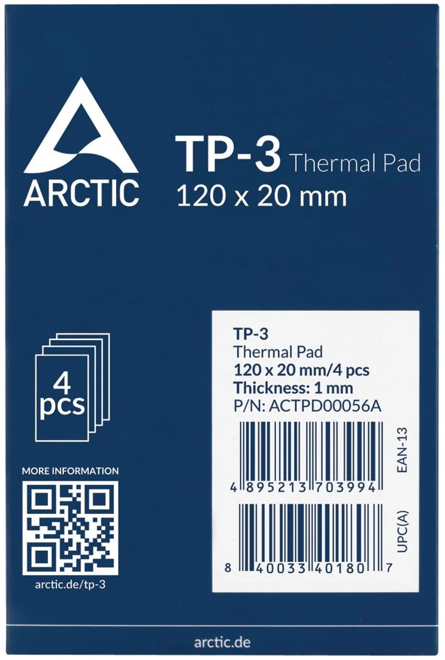 Alt view image 5 of 5 - ARCTIC TP-3 Premium Performance Thermal Pad 120 x 20 mm, 1 mm