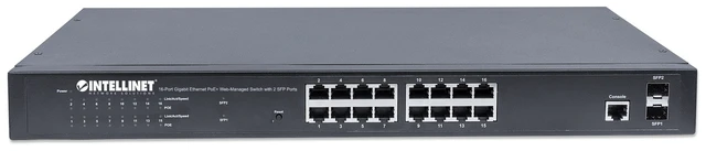 Alt view image 9 of 11 - Intellinet 16-Port Gigabit Ethernet PoE+ Web-Managed Switch with 2 SFP Ports | IEEE 802.3at/af Power over Ethernet (PoE+/PoE) Compliant, 220 W, Self-Healing Network, Endspan, 19" Rackmount