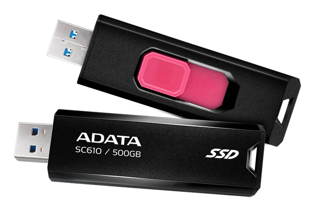 Alt view image 9 of 12 - ADATA SSD External 500GB SC610 Read Speed 550MB/s USB 3.2 Gen 2 USB-A SC610-500G-CBK/RD