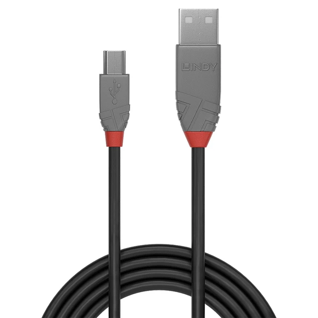 Alt view image 6 of 6 - Lindy 2m USB 2.0 Type A to Mini-B Cable, Anthra Line 36723