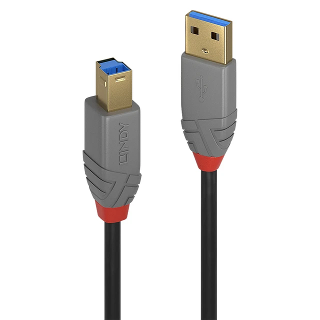 Alt view image 3 of 4 - Lindy 1m USB 3.2 Type A to B Cable, 5Gbps, Anthra Line 36741
