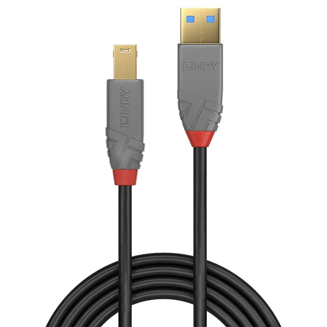 Alt view image 4 of 4 - Lindy 1m USB 3.2 Type A to B Cable, 5Gbps, Anthra Line 36741