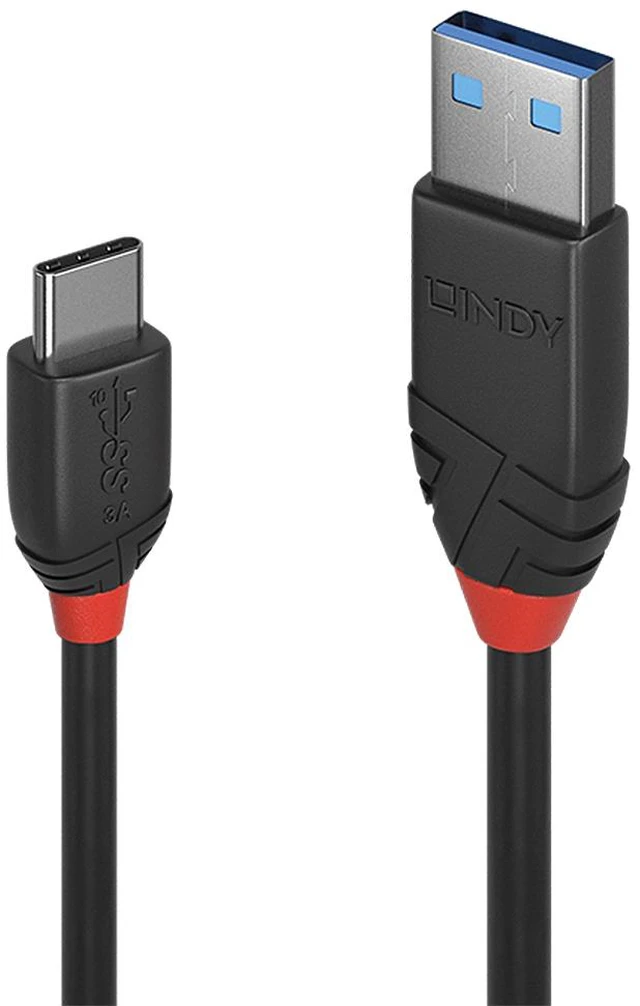 Alt view image 3 of 4 - Lindy 1m USB 3.2 Type A to C Cable, 10Gbps, Black Line 36916