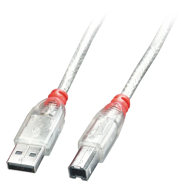 Alt view image 2 of 2 - Lindy 2m USB 2.0 Cable - Type A To B, Transparent - 41753