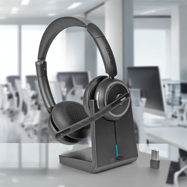 Alt view image 3 of 5 - Lindy L118 Wireless Noise Cancelling Headset & Charging Base