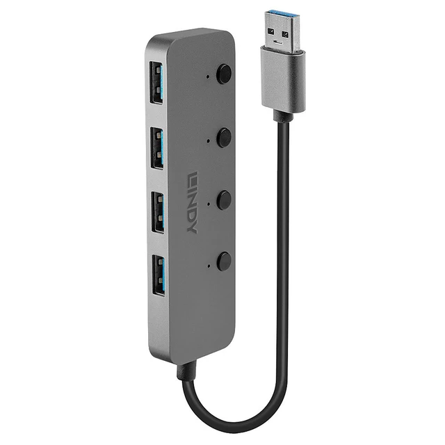Alt view image 5 of 8 - Lindy 4 Port USB 3.0 Hub with On/Off Switches 43309