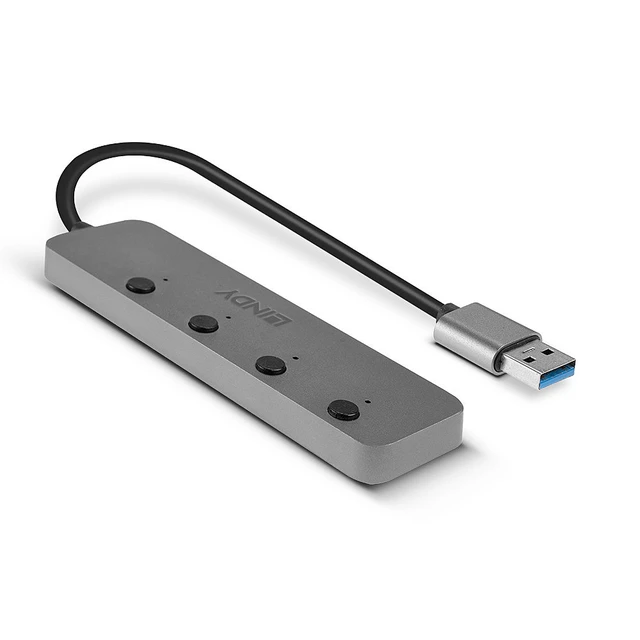 Alt view image 6 of 8 - Lindy 4 Port USB 3.0 Hub with On/Off Switches 43309