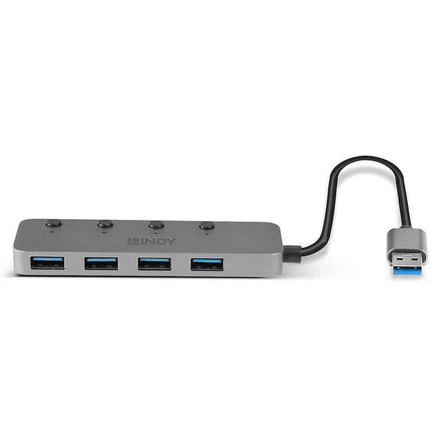 Alt view image 7 of 8 - Lindy 4 Port USB 3.0 Hub with On/Off Switches 43309