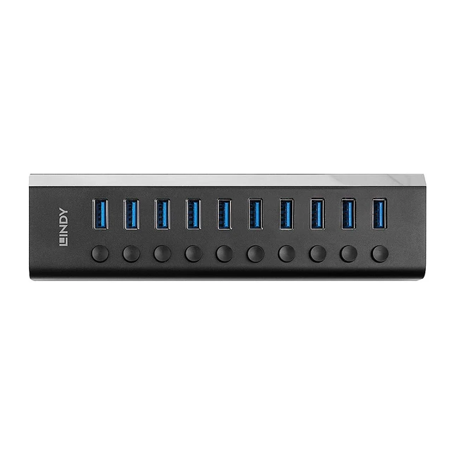 Alt view image 5 of 9 - Lindy 10 Port USB 3.0 Hub with On/Off Switches USB 3.2 Gen 1 (3.1 Gen 1) Type-B 5000 Mbit/s Black 43370