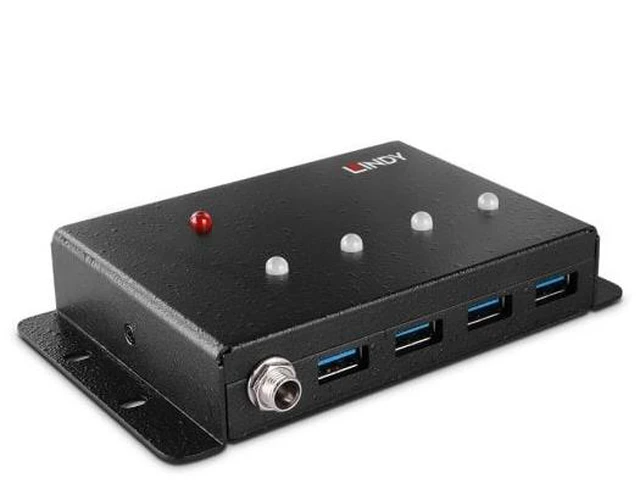 Main image of Lindy 43374 interface hub USB 3.2 Gen 1 (3.1 Gen 1) Type-B 5000 Mbit/s Black