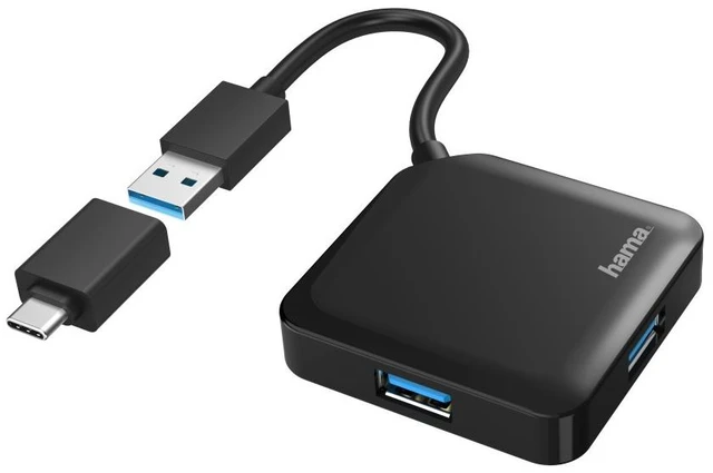 Main image of Hama 00200116 interface hub USB 3.2 Gen 1 (3.1 Gen 1) Type-A + Type-C 5000 Mbit/s Black