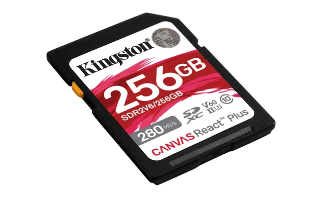 Alt view image 13 of 15 - Kingston Canvas React Plus 256 GB Class 10/UHS-II U3 V60 SDXC SDR2V6256GB