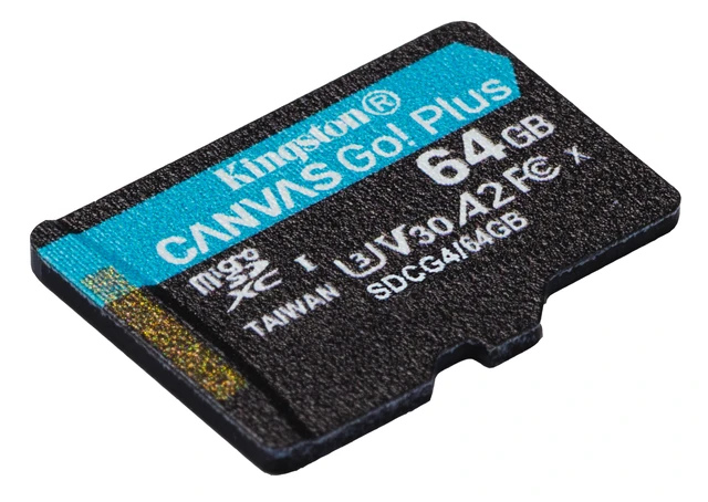 Alt view image 9 of 10 - Kingston 64GB microSDXC Canvas Go Plus Gen4 200MB/s A2 U3 V30 Card + Adapter