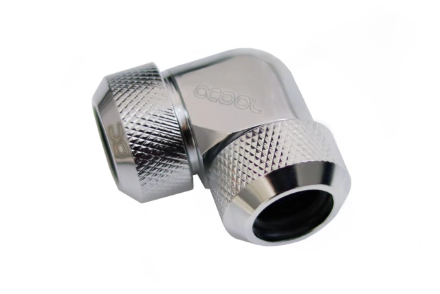 Alt view image 4 of 6 - Alphacool Eiszapfen 13mm HardTube Compression Fitting 90 L-Connector - Knurled - Chrome, Brass (17410)