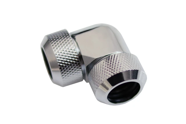 Alt view image 5 of 6 - Alphacool Eiszapfen 13mm HardTube Compression Fitting 90 L-Connector - Knurled - Chrome, Brass (17410)