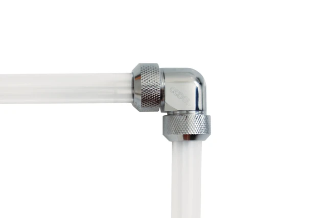Alt view image 6 of 6 - Alphacool Eiszapfen 13mm HardTube Compression Fitting 90 L-Connector - Knurled - Chrome, Brass (17410)
