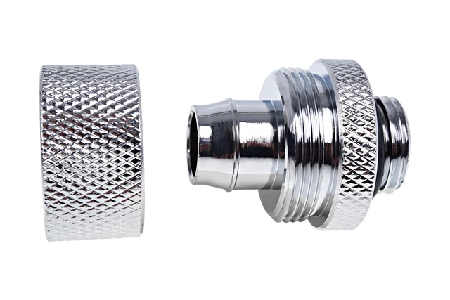 Alt view image 8 of 8 - Alphacool Eiszapfen G1/4" to 10mm ID, 16mm OD Compression Fitting for Soft Tubing, Chrome
