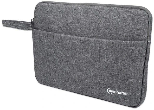 Main image of Manhattan Seattle Laptop Sleeve 14.5", Grey, Padded, Extra Soft Internal Cushioning, Main Compartment with double zips, Zippered Front Pocket, Carry Loop, Water Resistant and Durable, Notebook Three
