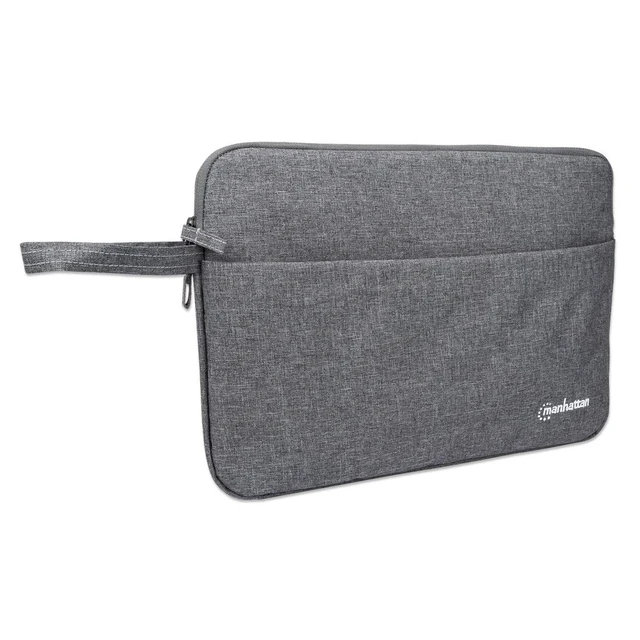 Alt view image 2 of 5 - Manhattan Seattle Laptop Sleeve 14.5", Grey, Padded, Extra Soft Internal Cushioning, Main Compartment with double zips, Zippered Front Pocket, Carry Loop, Water Resistant and Durable, Notebook Three