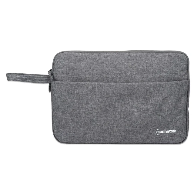 Alt view image 3 of 5 - Manhattan Seattle Laptop Sleeve 14.5", Grey, Padded, Extra Soft Internal Cushioning, Main Compartment with double zips, Zippered Front Pocket, Carry Loop, Water Resistant and Durable, Notebook Three
