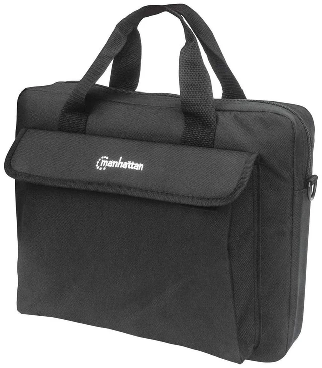 Main image of Manhattan London Laptop Bag 14.1", Top Loader, Black, LOW COST, Accessories Pocket, Shoulder Strap (removable), Notebook Case, Three Year Warranty