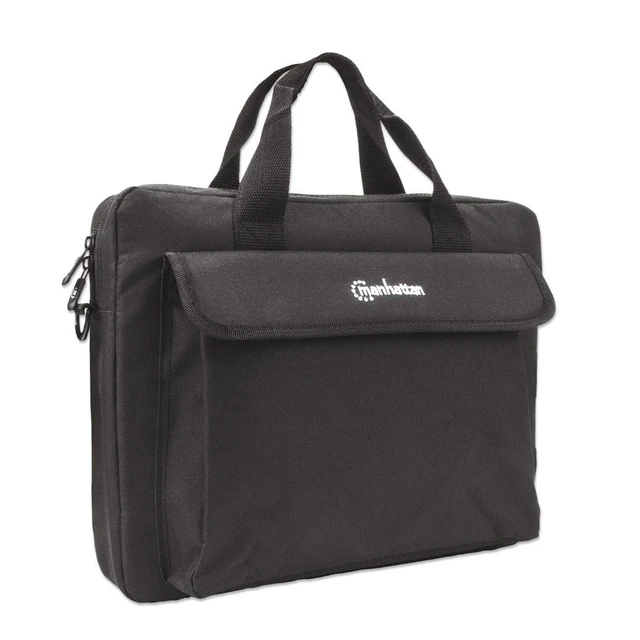 Alt view image 2 of 5 - Manhattan London Laptop Bag 14.1", Top Loader, Black, LOW COST, Accessories Pocket, Shoulder Strap (removable), Notebook Case, Three Year Warranty