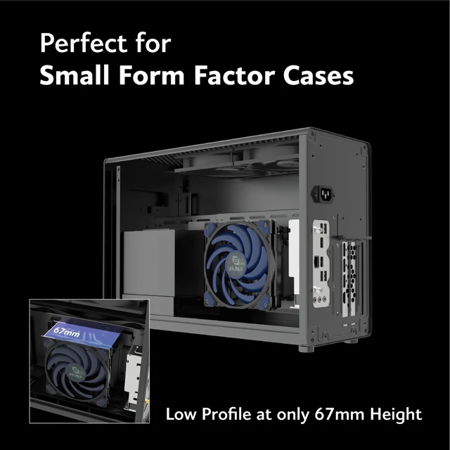 Alt view image 5 of 5 - Akasa ALUCIA H6LS M2 Processor Air cooler 12 cm Black, Blue 1 pc(s)