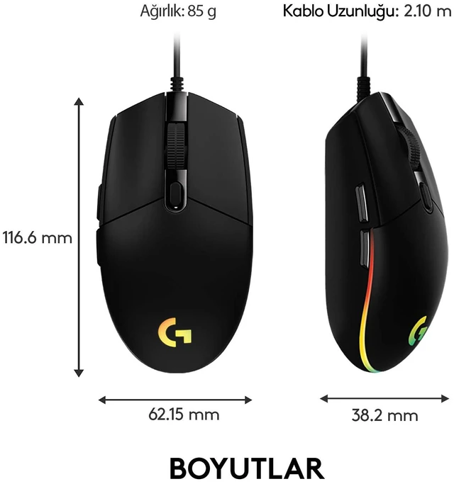 Alt view image 7 of 7 - Logitech G102 LIGHTSYNC Gaming Mouse, USB Type-A, Black Model 910-005823