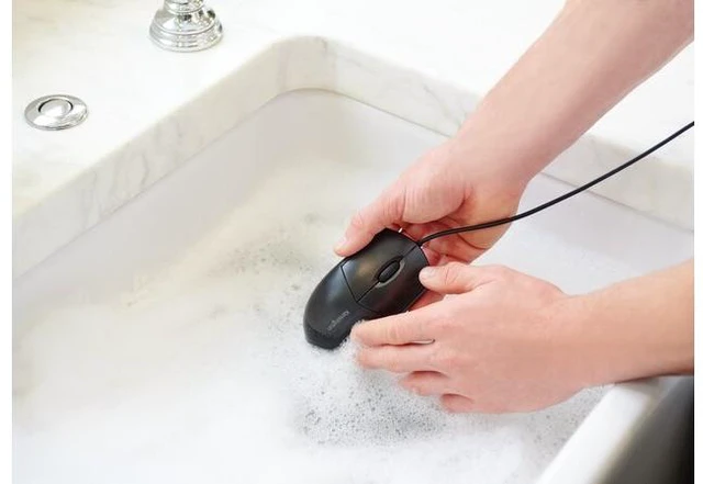 Alt view image 15 of 19 - Kensington Pro Fit Wired Washable Mouse - Rugged - Optical - Cable - Black - USB Type A - 1600 dpi - Scroll Wheel - 3 Button(s) - Symmetrical
