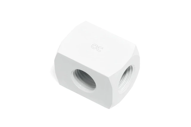 Alt view image 12 of 15 - Alphacool HF Connection Terminal TEE T-piece Round G1/4 - White Fitting, Brass (17629)